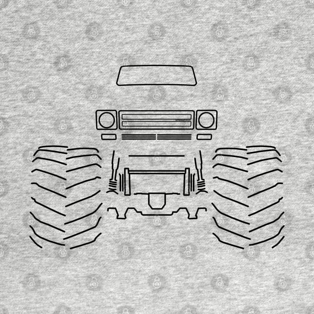 Monster truck IH Scout black outline graphic by soitwouldseem